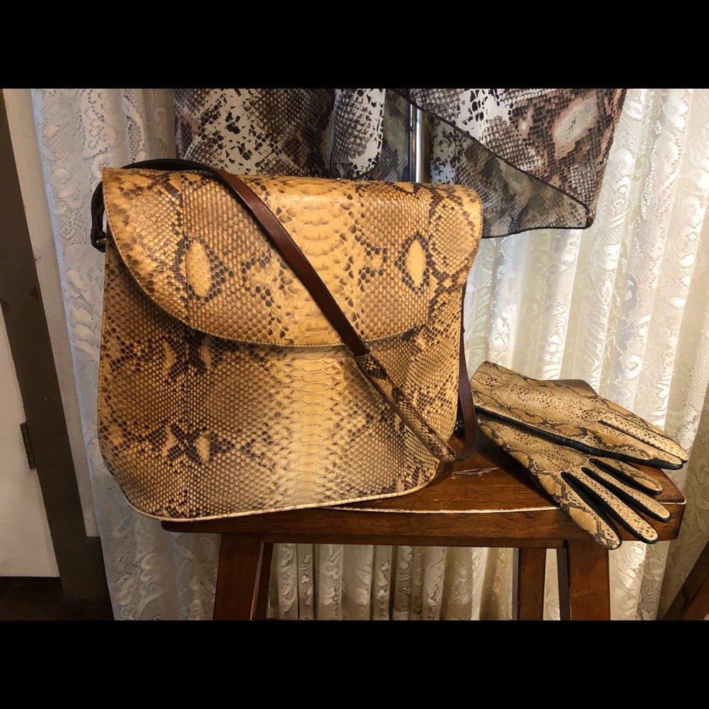 Genuine Python Snakeskin Western Purse Handbag Le… - image 3